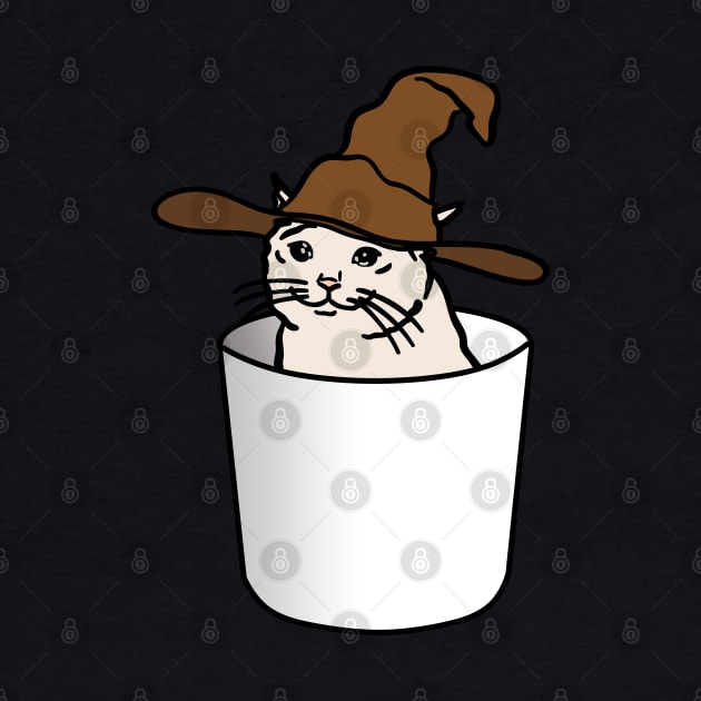 Crying Cat Meme in a Wizard Hat in a Glass by strangelyhandsome